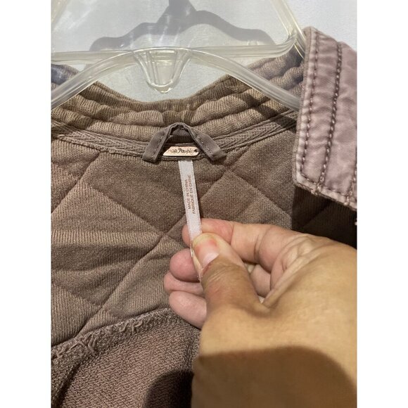 Free People Womens Distressed Brown Indie Jacket With Zipper Closure - Picture 3 of 4